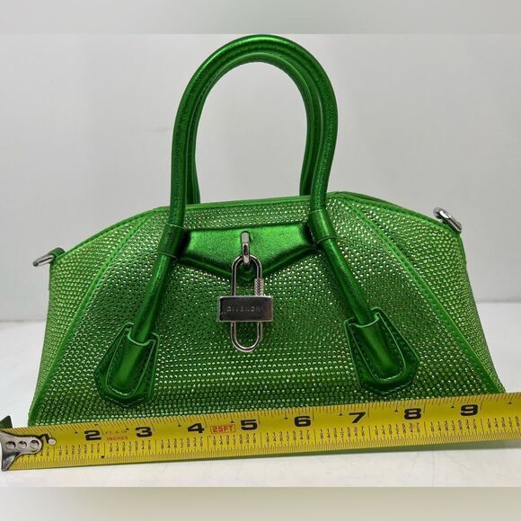 Givenchy Antigona Mini Top Handle Bag Green Rhinestones - Picture 9 of 11